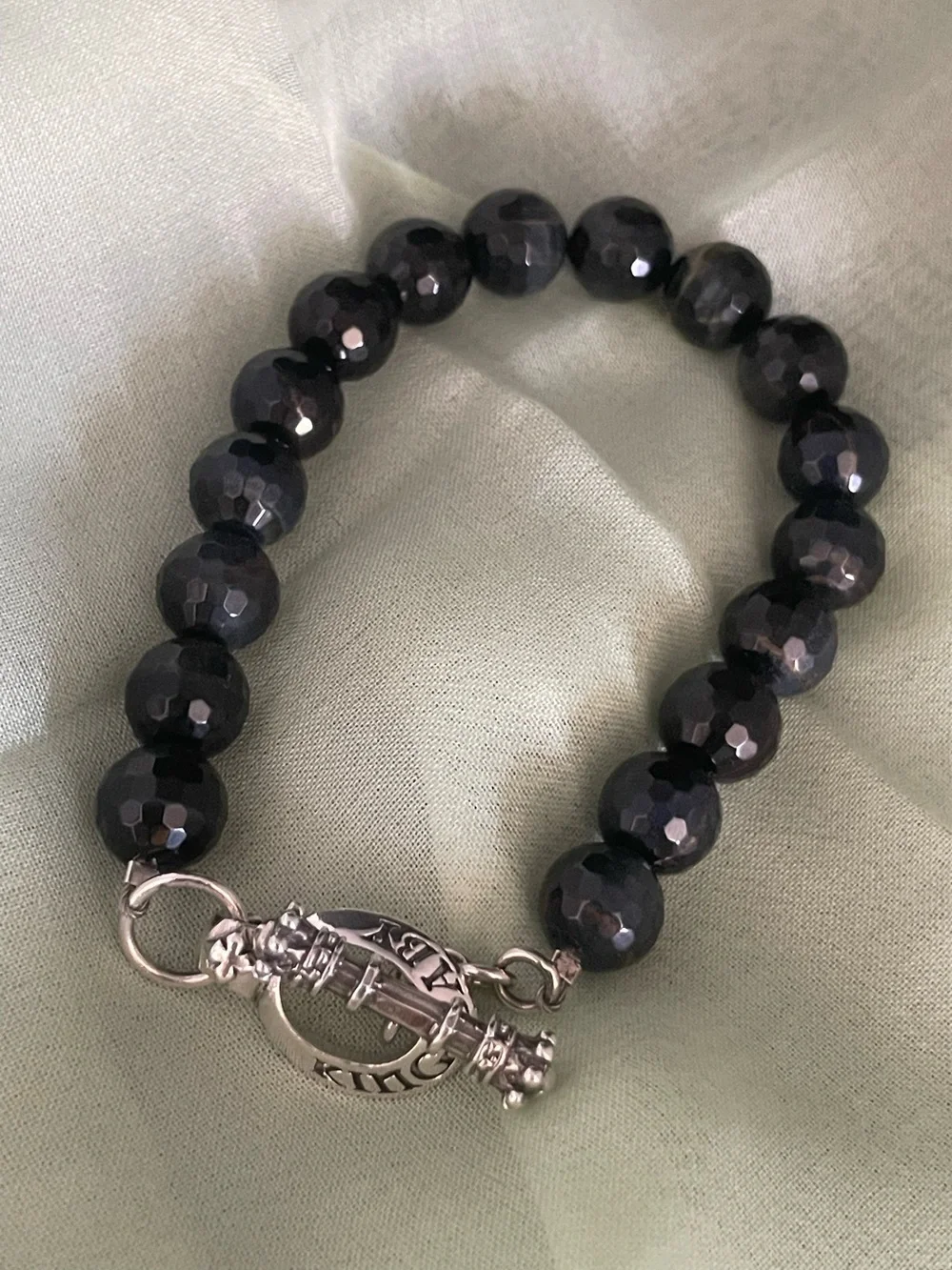 King Baby Studio 925 Silver Obsidian Bracelet Toggle Clasp USA